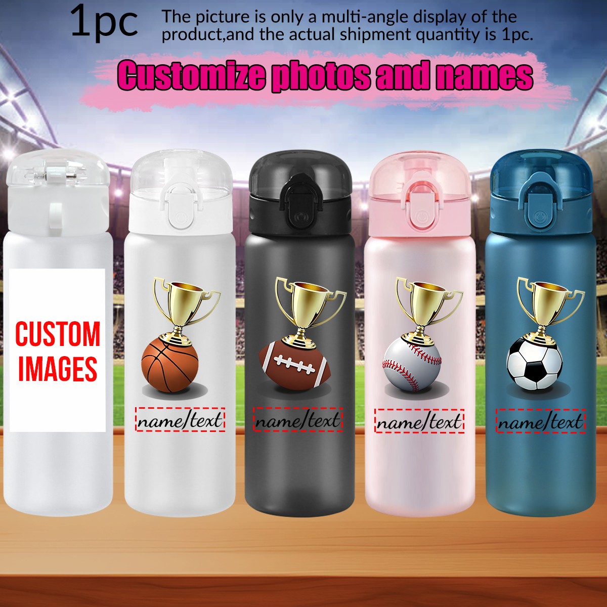 Outdoor Sport Name - 1pc custom photo name 780ml/26oz football