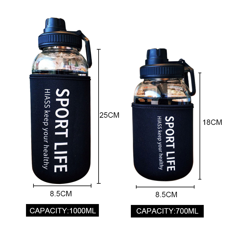 700ml/1000ml Large Capacity Po - Outdoor Sport Glass Water Bottle review and price
